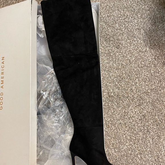 Good American Over the Knee Slouch Suede Black Boots Style GA173K-X size 7.5 NEW - Picture 3 of 6